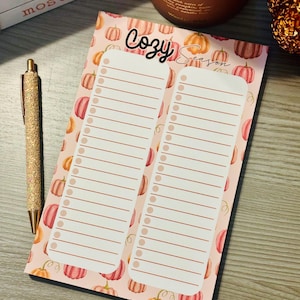 Cozy Autumn Notepad | To Do List | Fall Stationery | Pumpkin Notepad | 50 Sheet Fall Notepad | Special Gift