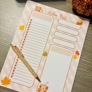 Cute Fall Notepad | To Do List | A4 Notepad | Fall Stationery | Autumn Notepad | 50 Sheet Fall Notepad | Special Gift | 8.5x11 Notepad