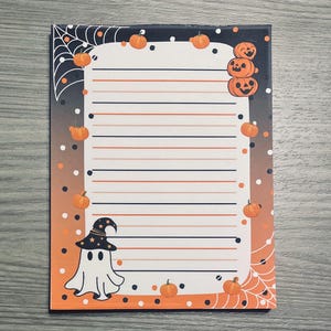 Halloween Notepad | A2 Notepad | Handmade Notepad | Cute Notepad | Lined Notepad | Teacher Notepad | Gift | Ghost | Pumpkins