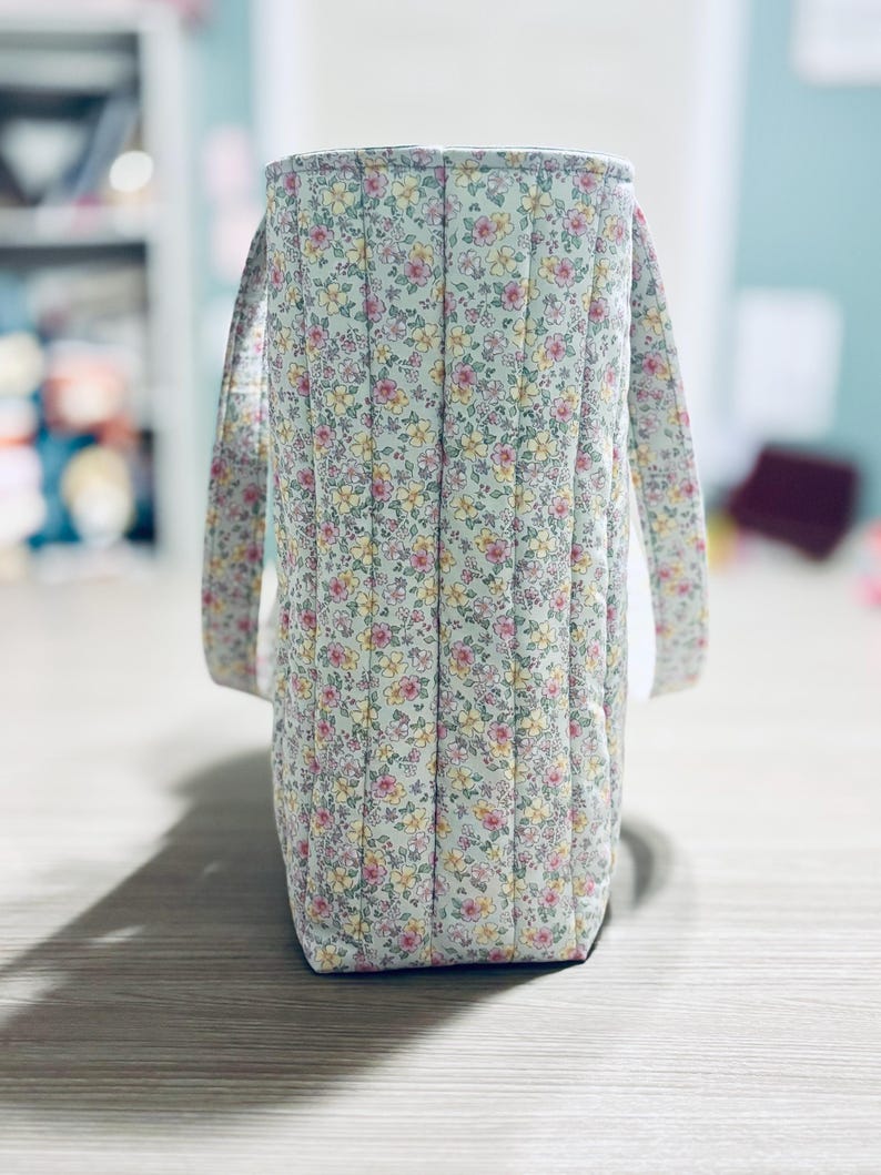 Extra Large Floral Quilted Tote | Coquette Tote Bag | Gift For Her | Cotton Travel Bag | Bow Tie Tote Bag image 8