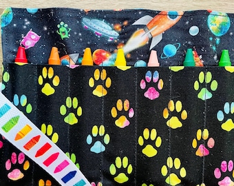 Crayon Roll Up | 18-Crayon Travel Case | Kids Organizer