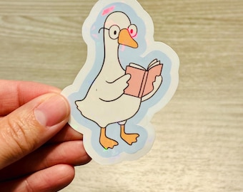 Reading Goose Sticker | Bookish Goose Sticker | Waterproof Vinyl Sticker | Sticker for Kindle | Water Bottle Sticker | Laptop Sticker
