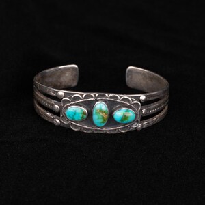 Vintage Silver Cuff With Turquoise Stones - Amazing Holiday Gift for Southwest Jewelry Lovers
