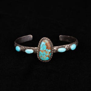 Ornate Turquoise Silver Cuff