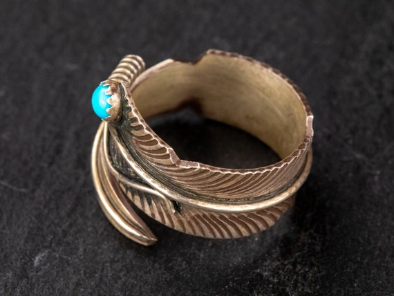 Turquoise Feather Wrap Around Ring - image 2
