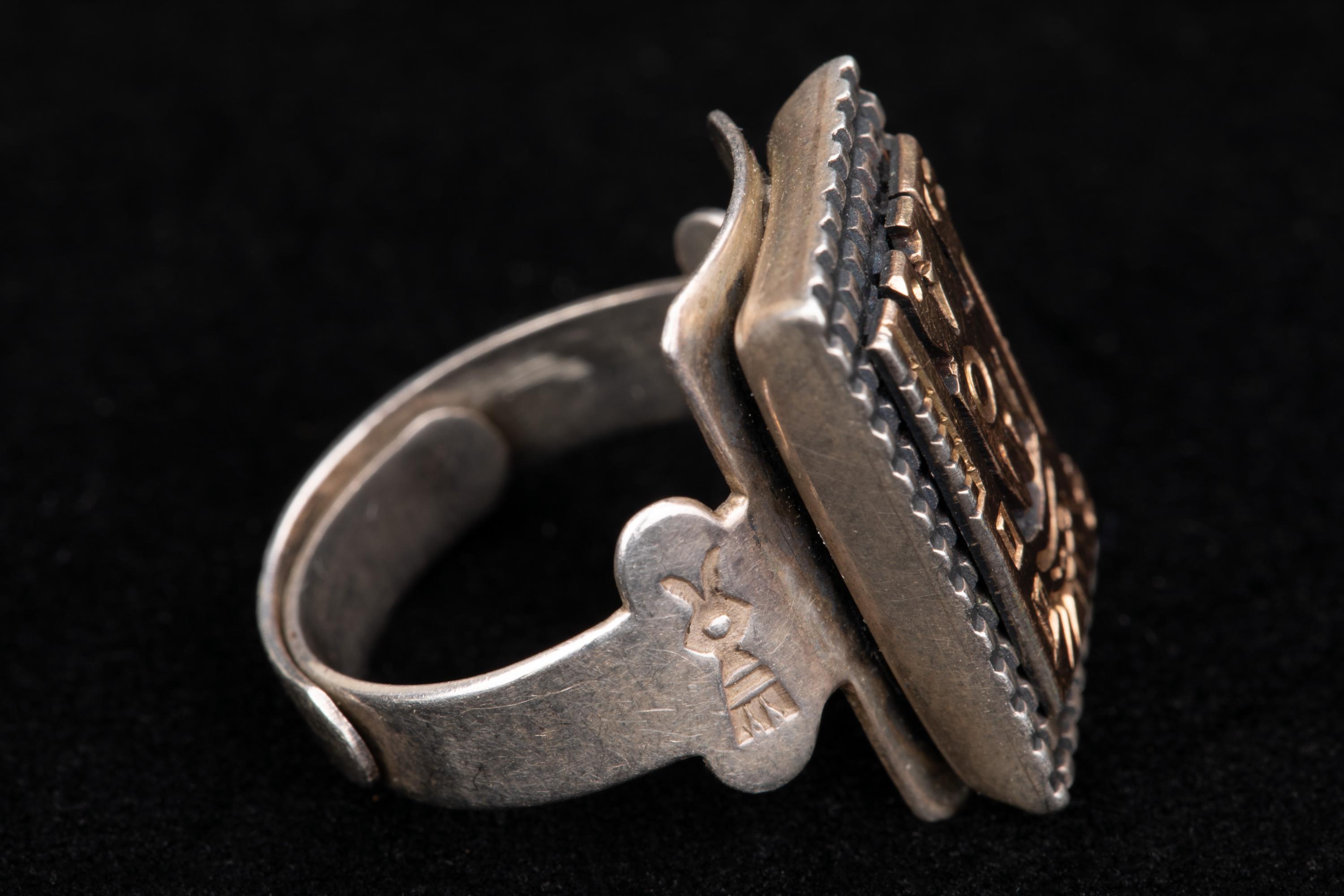 Peruvian 825 Silver and 18k Gold Ring With Dragon Design - Indigenous ...