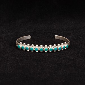 Silver Cuff With Turquoise Gems - Southwest Jewelry - Vintage Jewelry