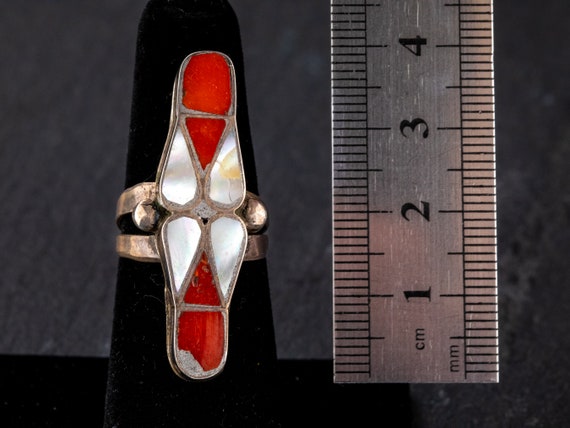Coral and Abalone Inlay Ring - image 3