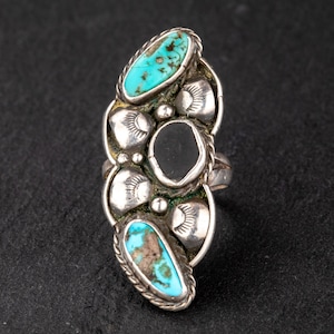 Turquoise and Onyx Ring