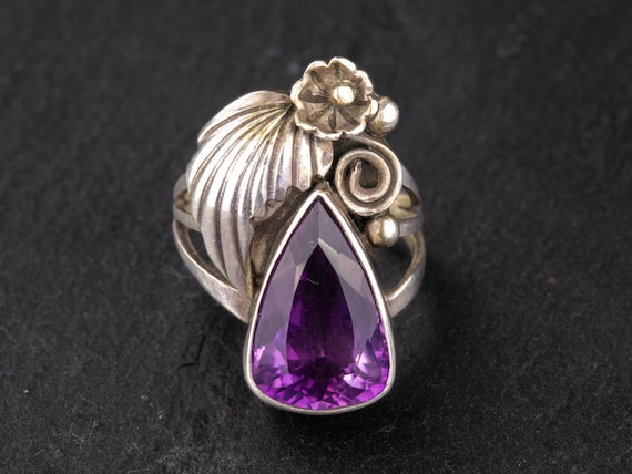 Amethyst Leaf Ring - image 1
