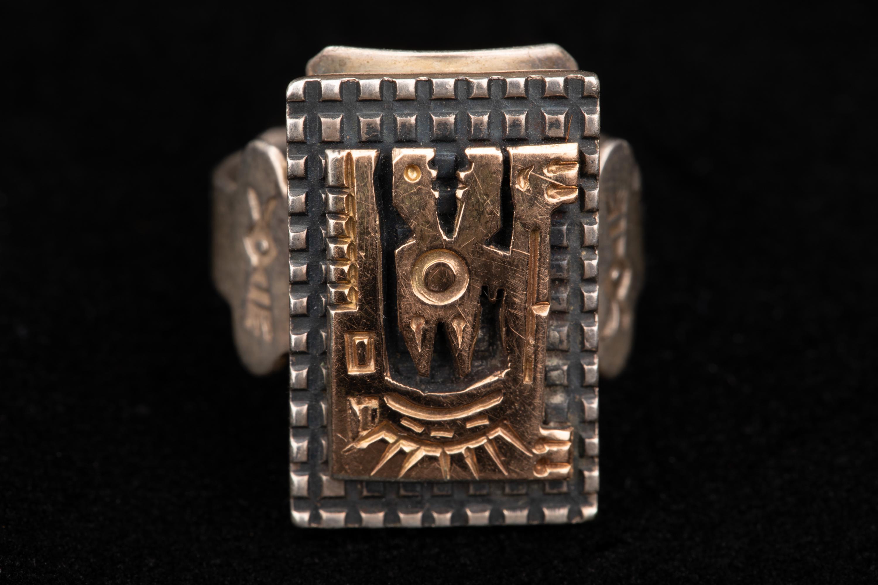 Peruvian 825 Silver and 18k Gold Ring With Dragon Design - Indigenous ...