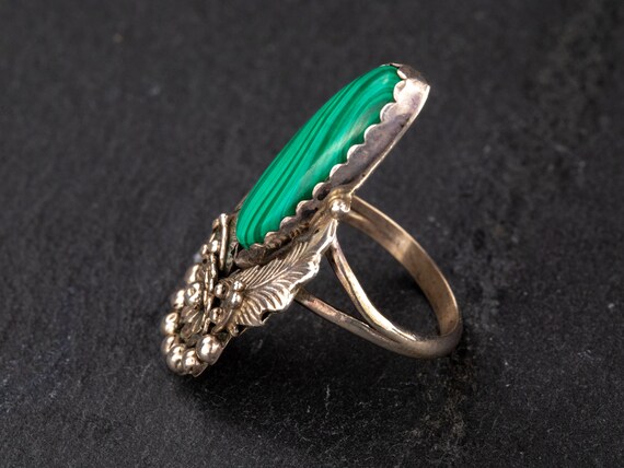 Malachite Flower and Leaf Ring - image 2