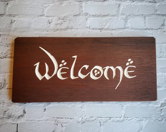 Welcome sign, wooden signs, rustic decor, whimsical font, enchanting design