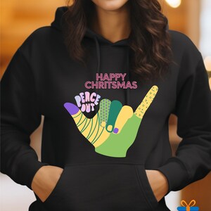 売れ筋商品|||エルエーポップアート カットソー トップス レディース Women's Hooded Word Art Peace Out Sweatshirt Top Purple Peace Out - Women's Word Art Hooded Sweatshirt – LA Pop Art