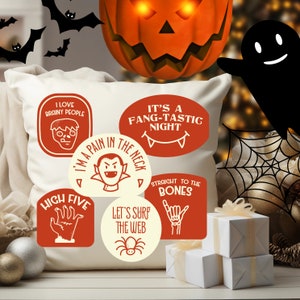 Spooky Night Halloween Pillow, Square Pillow With Scary Night High Five Bones, Skelton Theme Fall Decor, Trick Or Treat Gift Idea