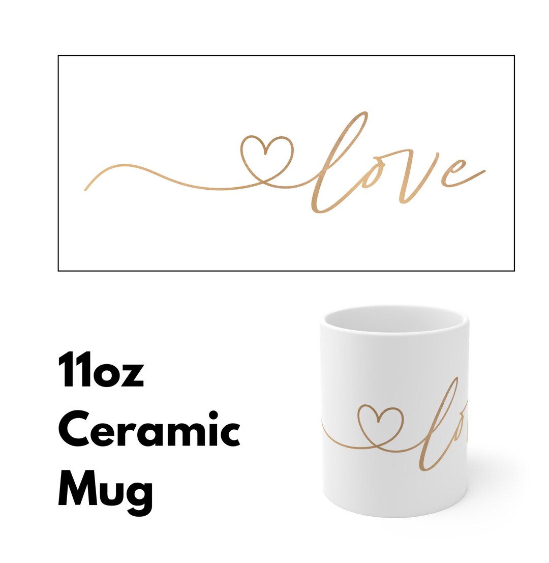 Love Valentine Ceramic Mug, Minimalist Design Cup for Romantic Coffee ...