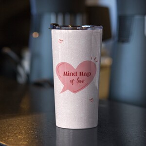Mind Map Of Love Becher 20 Unzen, Positive Affirmationen Vakuum Valentinstag Becher, isolierter Edelstahlbecher mit Kunststoffdeckel