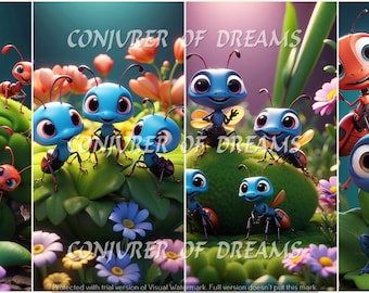 All the Ants AI Art Digital Download Set of 4