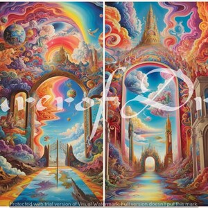 Gate to the Galaxy AI Art Digital Download Set of 4