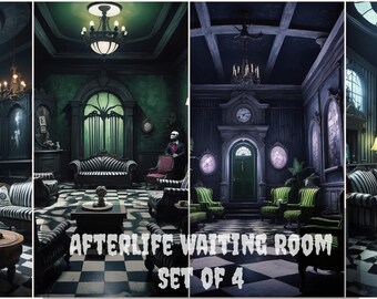 Afterlife Waiting Room Beetlejuice Inspired Art Digital Download Set of 4