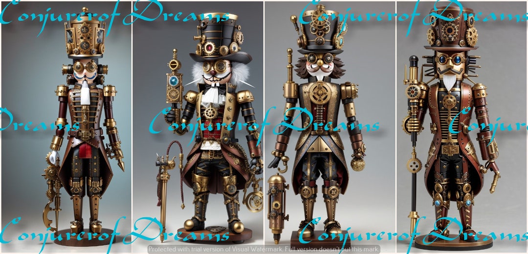 Steampunk Nutcracker AI Art Digital Download Set of 4 Etsy