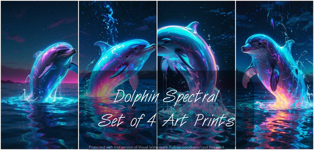 Dolphin Spectral Digital Download Art Set of 4 Etsy