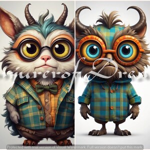 Conjunto de 4 descargas digitales de arte de IA con cuadros de Quirky Beasts