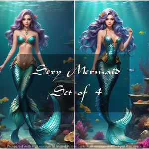 Set di download digitale sirena sexy di 4
