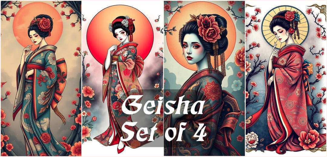 Geisha Numbers Graph Geisha Digital Download Set of 4 - Etsy