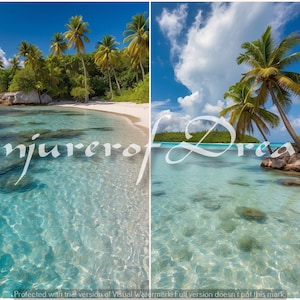 Tropical Island AI Art digitale downloadset van 4