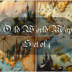 Mapa del Viejo Mundo en formato digital para descargar, juego de 4