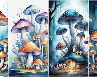 Magic Mushrooms AI Art Digital Download Set of 4