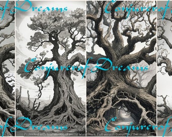 Bare Trees  AI Art Digital Download Set of 4