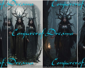 Forest Witch AI Art Digital Download Set of 4