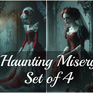 Spöklikt elände Digital nedladdning Digital konst Set med 4