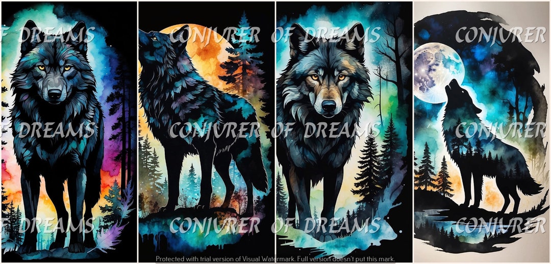 Wandering Wolf Digital Download Set of 4 - Etsy