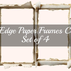 Cornice di carta con bordo strappato, download digitale, set di 4 PNG