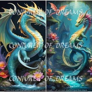 Merdragon AI Art Digital Download Set of 4