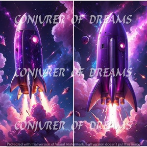 Blast Off AI Art Digital Download Set of 4