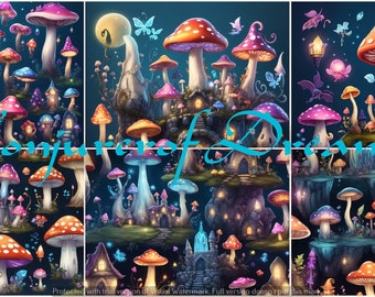 Fantasy Pilze AI Art Digital Download 8er Set