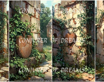 Stone Wall AI Art Digital Download Set of 4