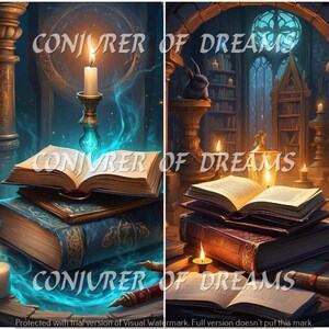 Book Magic AI Art Digital Download Set of 4