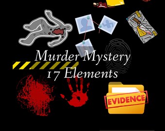 Murder Mystery Collage Sheet Digital Download-  16 PNG Images