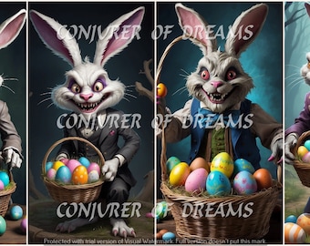 Evil Easter Bunny AI Art Digital Download Set of 4