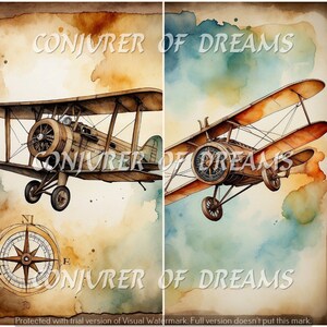 Bi Plane AI Art Digital Download Set of 4