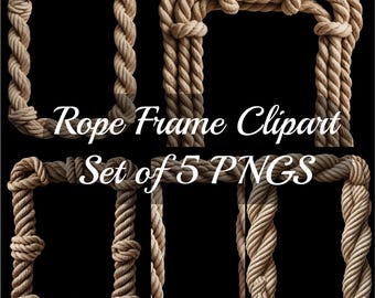 Rope Frame Clipart Digital Download Set of 5 PNGS