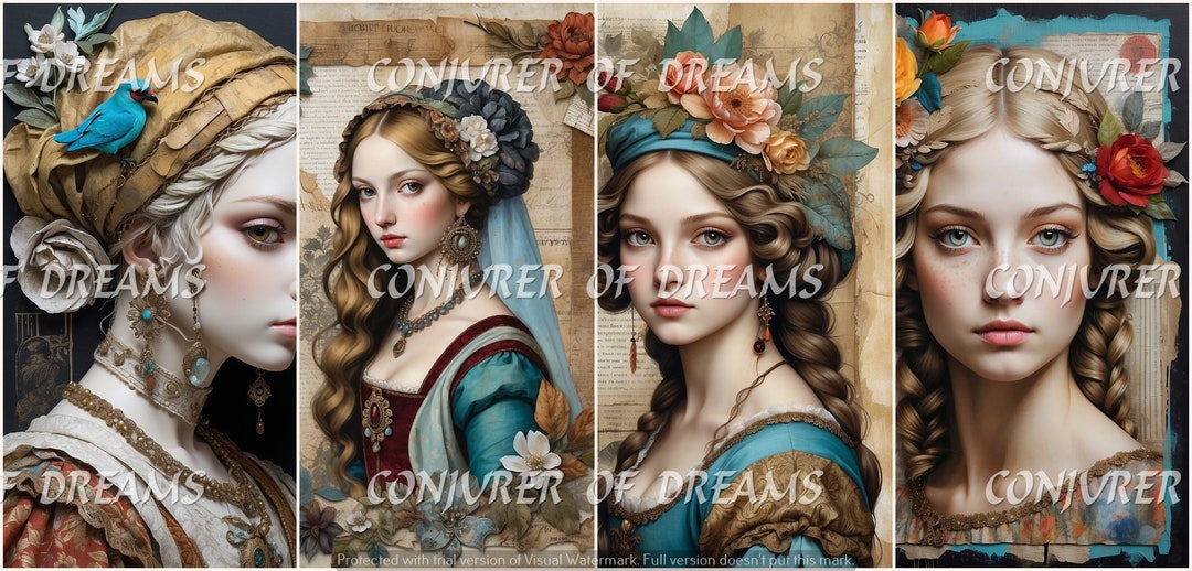 Renaissance Maiden AI Art Digital Download Set of 4 - Etsy