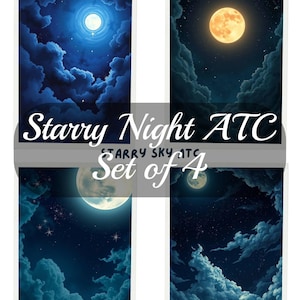 Set di 4 download digitali di Starry Sky ATC o Card Fronts