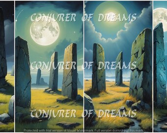 Standing Stones AI Art Digital Download Set of 4