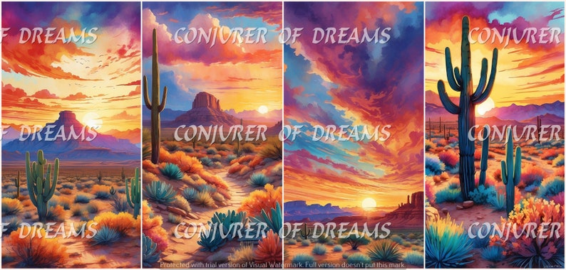 Desert Dream AI Art Digital Download Set of 4 image 1